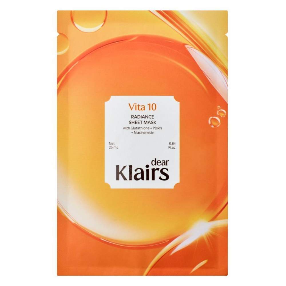 Тканева маска для обличчя з вітамінним комплексом Dear, Klairs Vita 10 Radiance Sheet Mask 25 мл